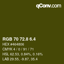 カラーコード: RGB 70 72.8 6.4 | qconv.com