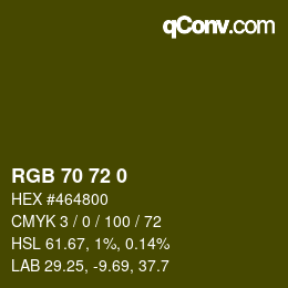 Color code: RGB 70 72 0 | qconv.com