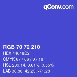 カラーコード: RGB 70 72 210 | qconv.com