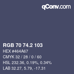 カラーコード: RGB 70 74.2 103 | qconv.com