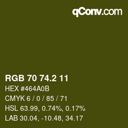 Color code: RGB 70 74.2 11 | qconv.com