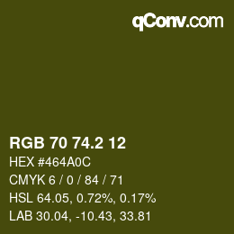 Color code: RGB 70 74.2 12 | qconv.com