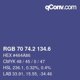 カラーコード: RGB 70 74.2 134.6 | qconv.com