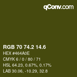 カラーコード: RGB 70 74.2 14.6 | qconv.com