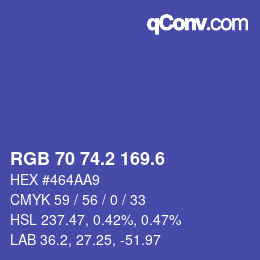 カラーコード: RGB 70 74.2 169.6 | qconv.com