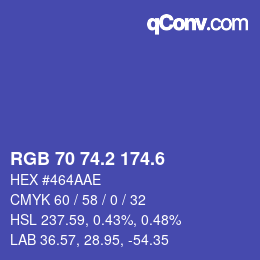 カラーコード: RGB 70 74.2 174.6 | qconv.com
