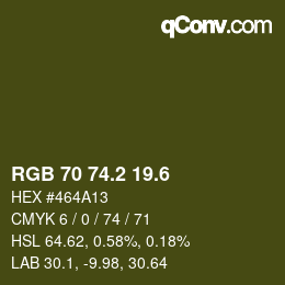 カラーコード: RGB 70 74.2 19.6 | qconv.com