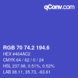 カラーコード: RGB 70 74.2 194.6 | qconv.com