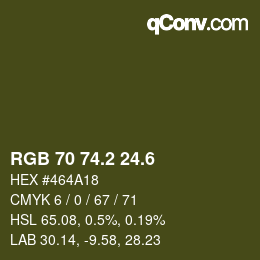 カラーコード: RGB 70 74.2 24.6 | qconv.com