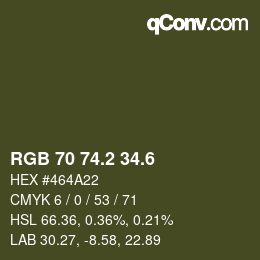 カラーコード: RGB 70 74.2 34.6 | qconv.com