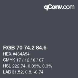 カラーコード: RGB 70 74.2 84.6 | qconv.com