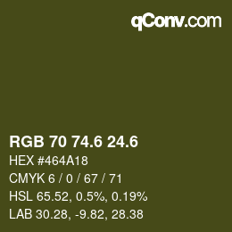 カラーコード: RGB 70 74.6 24.6 | qconv.com