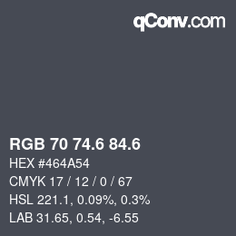 カラーコード: RGB 70 74.6 84.6 | qconv.com