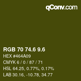 カラーコード: RGB 70 74.6 9.6 | qconv.com