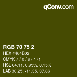 Farbcode: RGB 70 75 2 | qconv.com