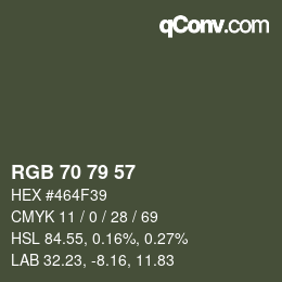 カラーコード: RGB 70 79 57 | qconv.com