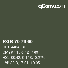 カラーコード: RGB 70 79 60 | qconv.com