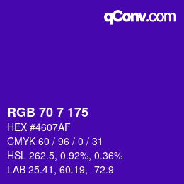 カラーコード: RGB 70 7 175 | qconv.com