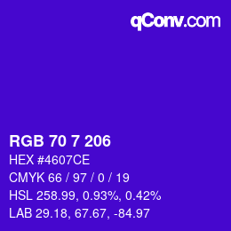 カラーコード: RGB 70 7 206 | qconv.com