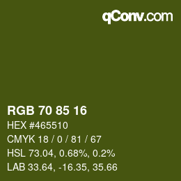 Color code: RGB 70 85 16 | qconv.com