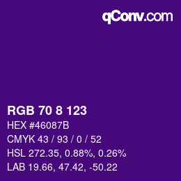Color code: RGB 70 8 123 | qconv.com