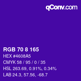 カラーコード: RGB 70 8 165 | qconv.com