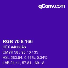 カラーコード: RGB 70 8 166 | qconv.com