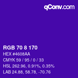 Color code: RGB 70 8 170 | qconv.com