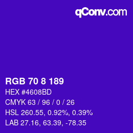 カラーコード: RGB 70 8 189 | qconv.com