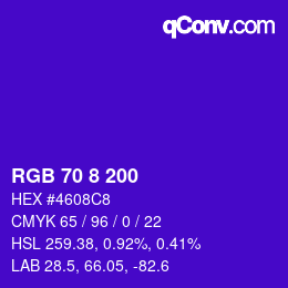 カラーコード: RGB 70 8 200 | qconv.com