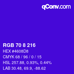 カラーコード: RGB 70 8 216 | qconv.com