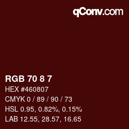 Color code: RGB 70 8 7 | qconv.com