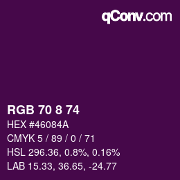 Color code: RGB 70 8 74 | qconv.com