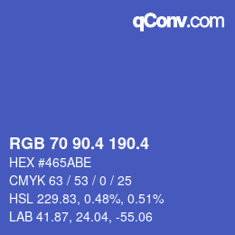 カラーコード: RGB 70 90.4 190.4 | qconv.com
