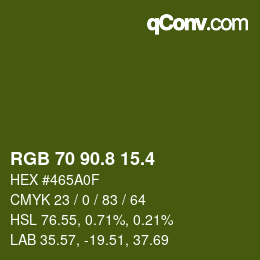 カラーコード: RGB 70 90.8 15.4 | qconv.com