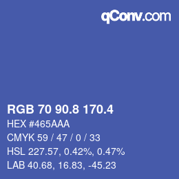 カラーコード: RGB 70 90.8 170.4 | qconv.com