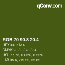 カラーコード: RGB 70 90.8 20.4 | qconv.com