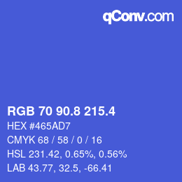カラーコード: RGB 70 90.8 215.4 | qconv.com