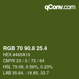 カラーコード: RGB 70 90.8 25.4 | qconv.com