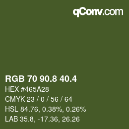 カラーコード: RGB 70 90.8 40.4 | qconv.com