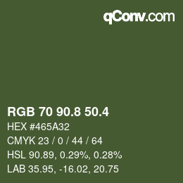 カラーコード: RGB 70 90.8 50.4 | qconv.com