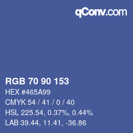 Color code: RGB 70 90 153 | qconv.com