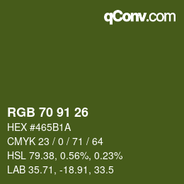 Farbcode: RGB 70 91 26 | qconv.com