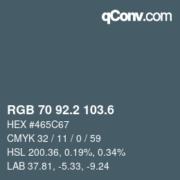 カラーコード: RGB 70 92.2 103.6 | qconv.com