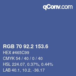カラーコード: RGB 70 92.2 153.6 | qconv.com