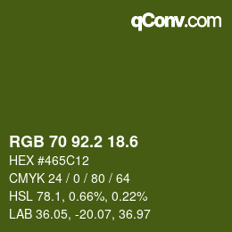 カラーコード: RGB 70 92.2 18.6 | qconv.com