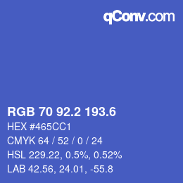 カラーコード: RGB 70 92.2 193.6 | qconv.com