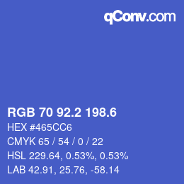 カラーコード: RGB 70 92.2 198.6 | qconv.com