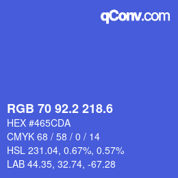 カラーコード: RGB 70 92.2 218.6 | qconv.com