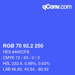 カラーコード: RGB 70 92.2 250 | qconv.com